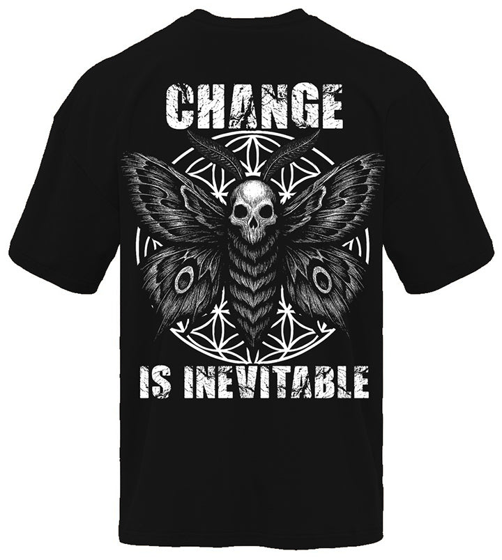 Death's Head Moth pump cover gym tee flat lay back view in black showing full moth sigil graphic print