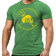 Don't Let My Confidence Hurt Your Insecurity unisex t shirt front view in kelly green, USA printed cotton tee