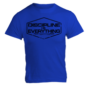 Discipline Is Everything gym t shirt in royal blue, front flat lay showing chest graphic, unisex cotton tee