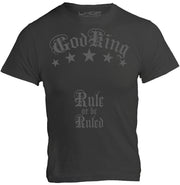 GodKing Rule or be Ruled unisex cotton t shirt in dark grey, front view regular fit graphic tee