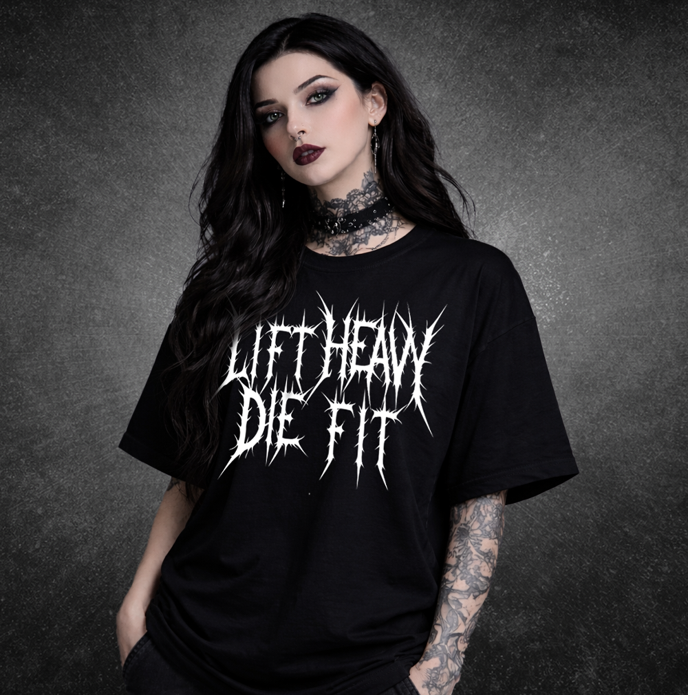 Discipline Is Everything V2 pump cover tee front view on model, black cotton blend unisex lifting shirt by Lift Heavy Die Fit