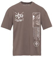 Death's Head Moth pump cover gym tee flat lay front view in smoke grey colorway with chest detail