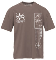 Comfort Is The Enemy Phoenix pump cover flat lay front in smoke colorway, oversized unisex gym tee with phoenix design