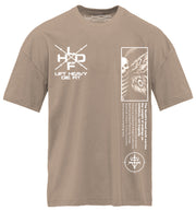 Death's Head Moth pump cover gym tee flat lay front view in tan colorway with chest detail