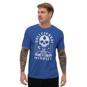 Bulletproof Mindset unisex t shirt in royal blue front view, breathable cotton regular fit motivational workout tee